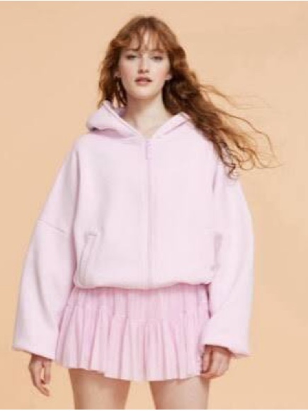 Blogilates Marshmallow Hoodie Women’s in Light Pink Hooded Zip Sweatshirt - Picture 3 of 7